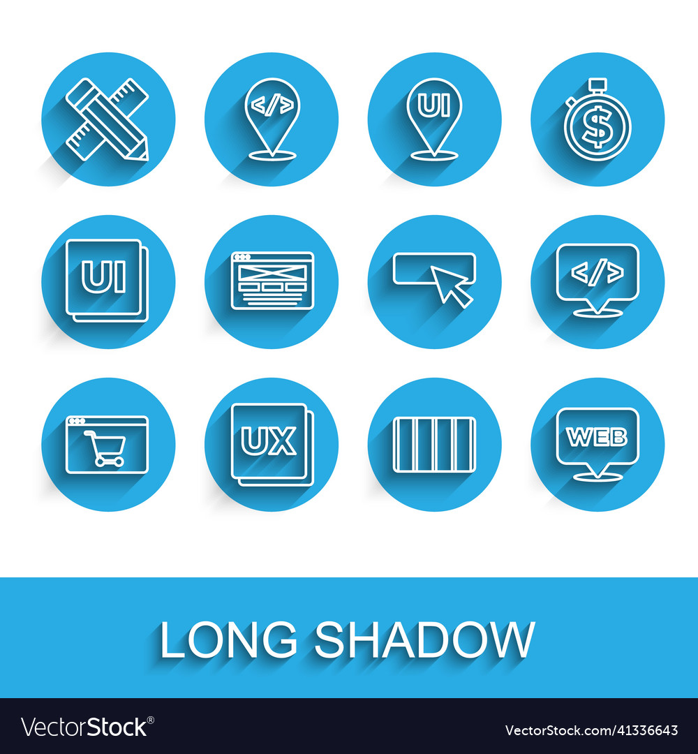 Set line online shopping on screen ui or ux vector image Set line online shopping on screen ui or ux