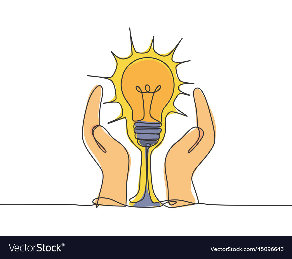 Single continuous line drawing of open hands vector image Single continuous line drawing of open hands
