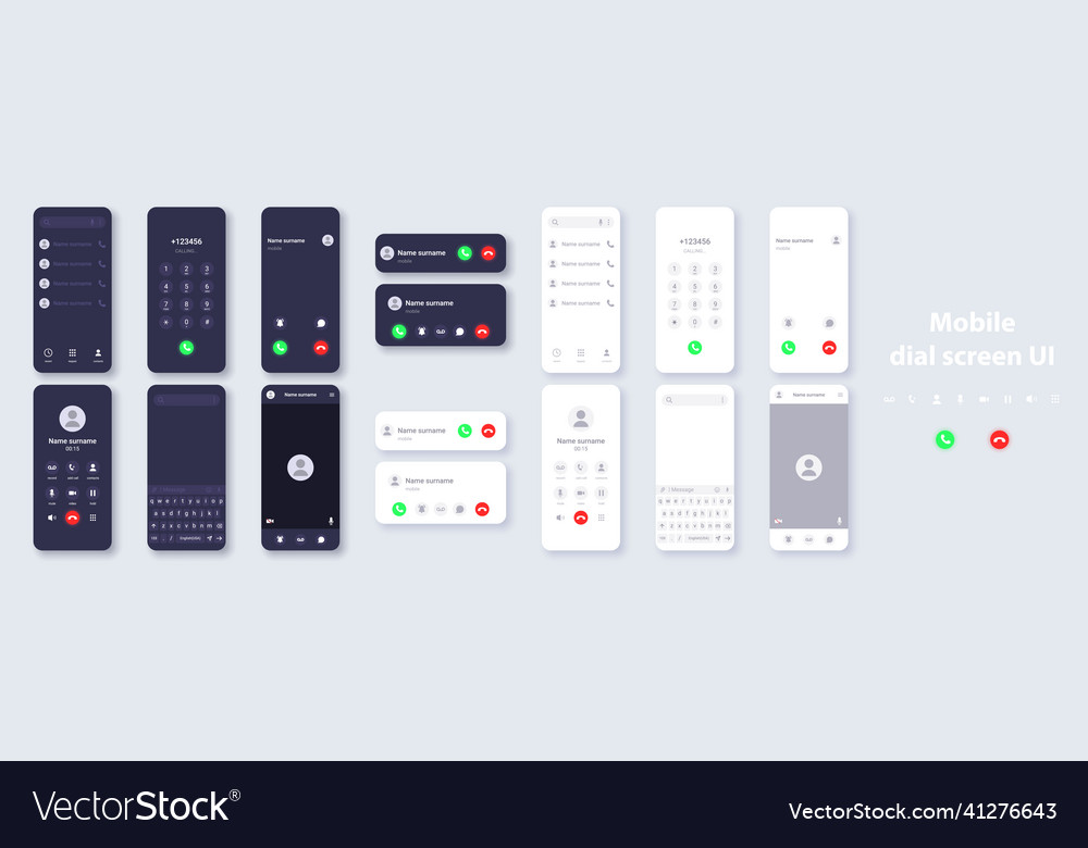 Smartphone user interface dark and light theme vector image Smartphone user interface dark and light theme