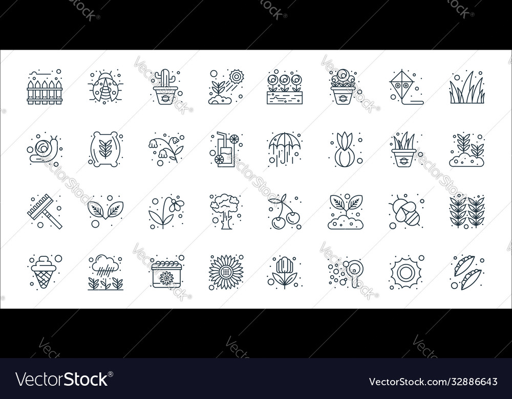 Spring line icons linear set quality vector image Spring line icons linear set quality