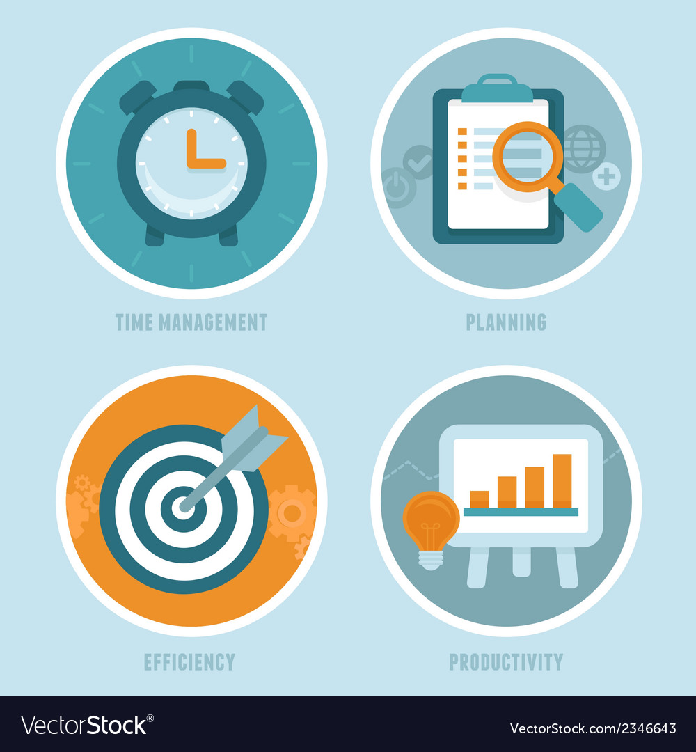Time management concepts in flat style Royalty Free Vector