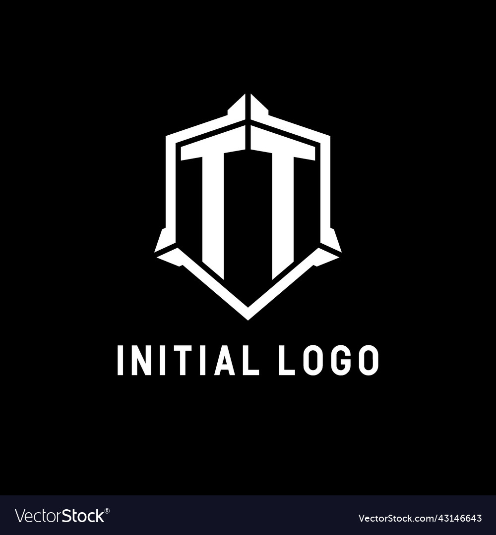 Tt logo initial with shield shape design style