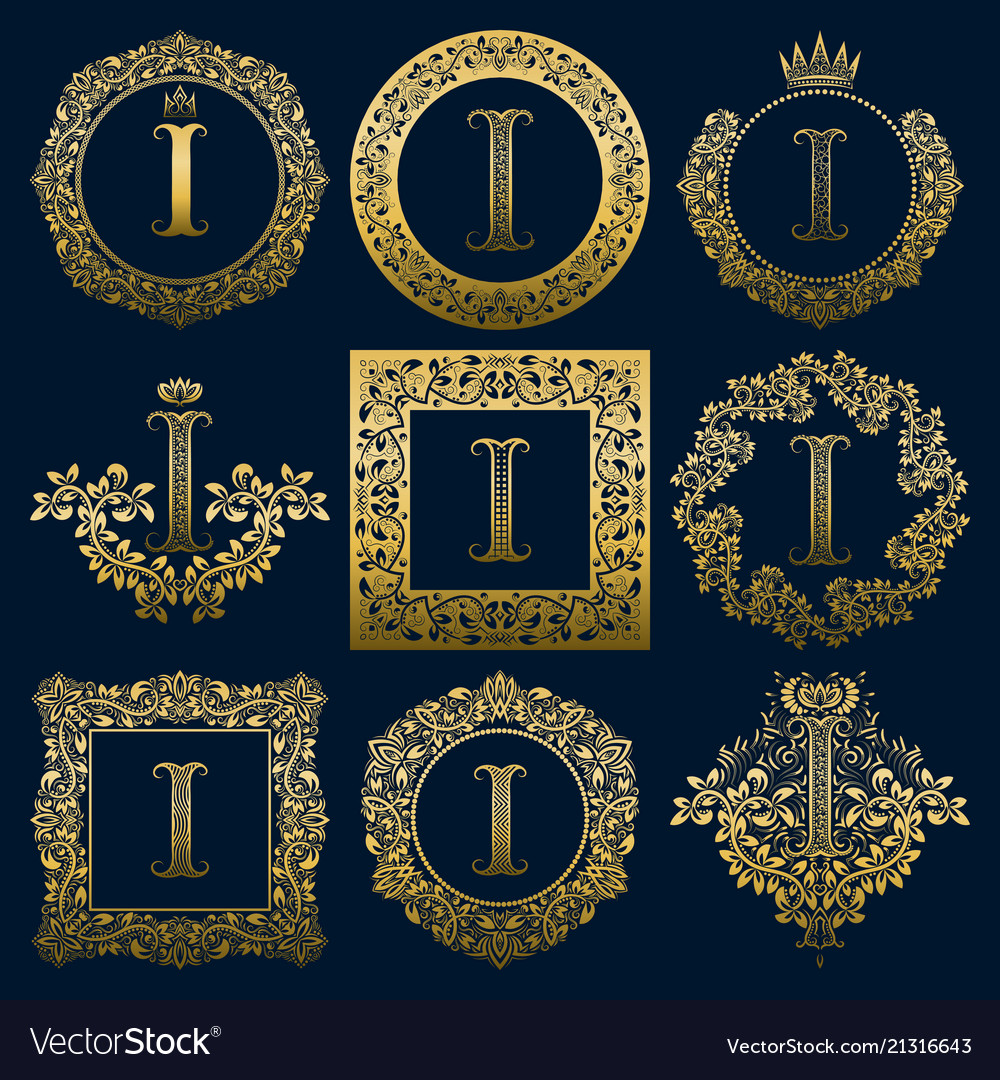 Vintage monograms set of i letter Royalty Free Vector Image