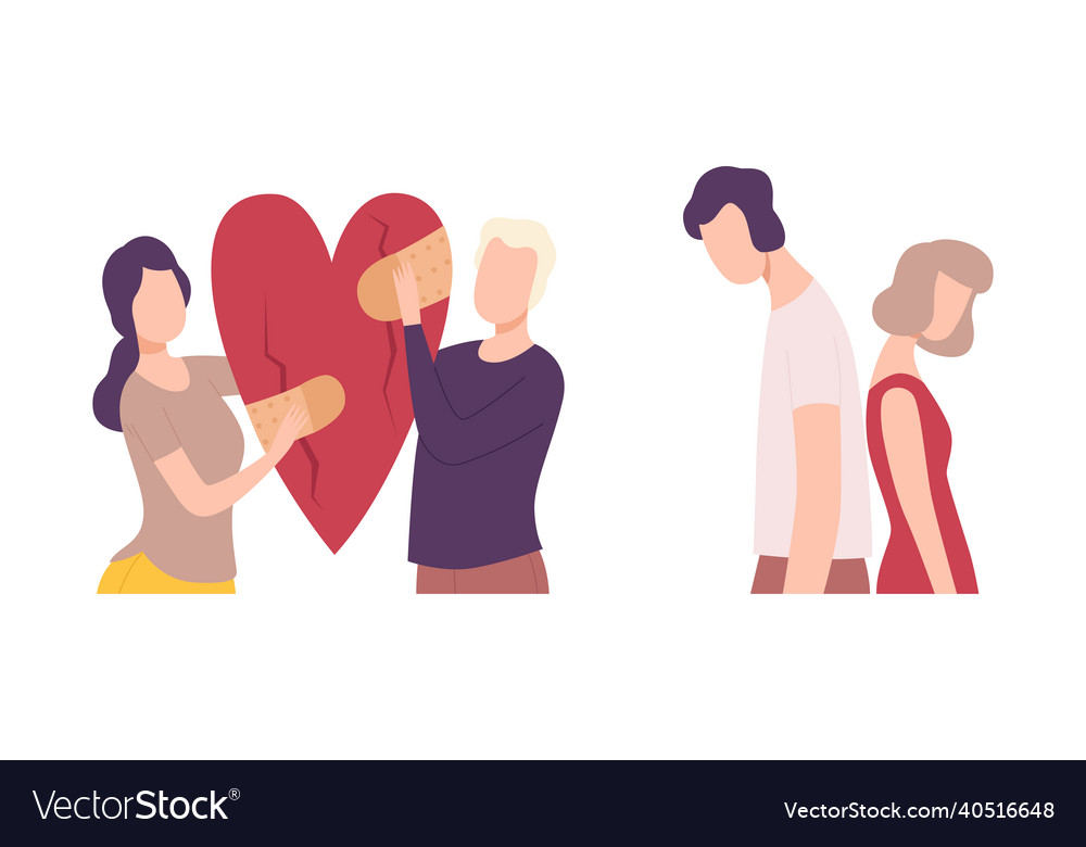 Couple trying to save love and feelings holding vector image Couple trying to save love and feelings holding