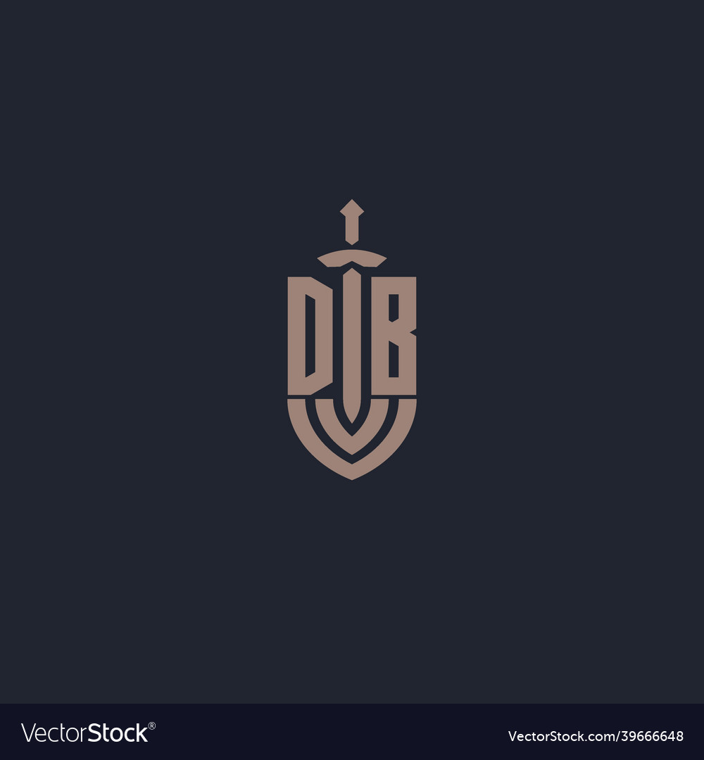 Db logo monogram with sword and shield style