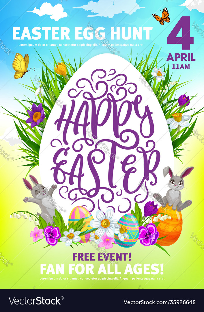 Easter holiday flyer with cartoon rabbits Vector Image Easter holiday flyer with cartoon rabbits Vector Image