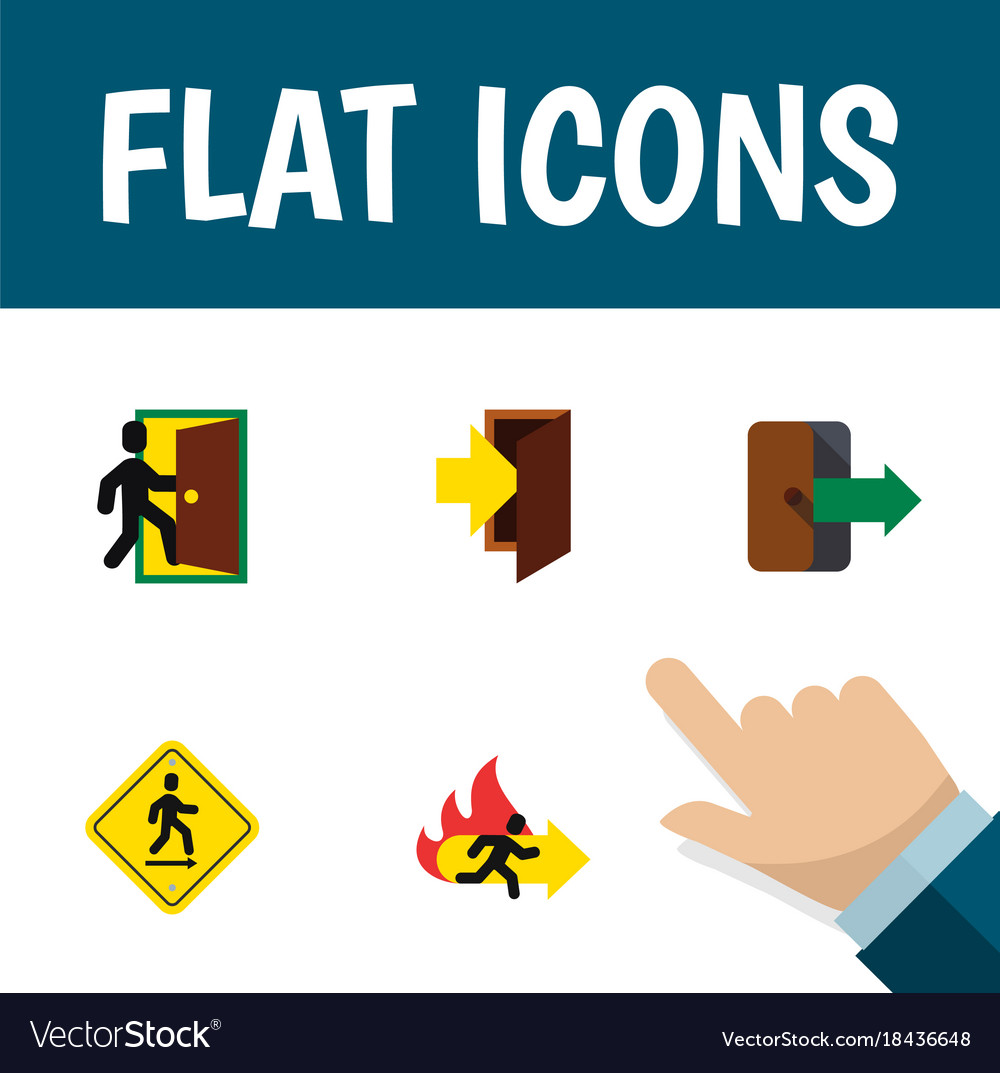 Flat icon door set of direction pointer