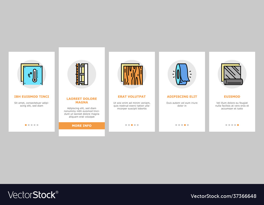 Insulation building onboarding icons set