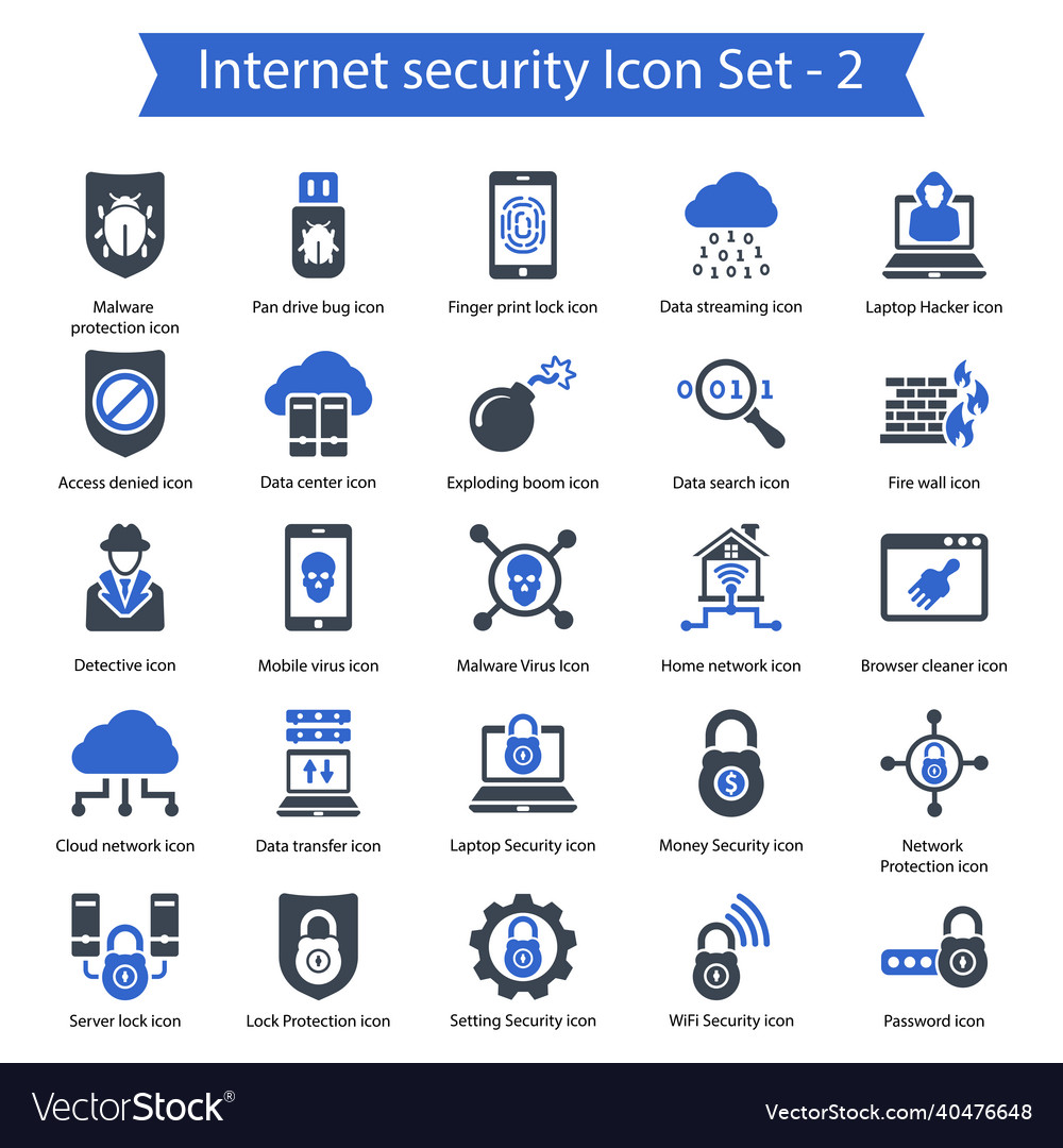 Internet security icon set 2 vector image Internet security icon set 2