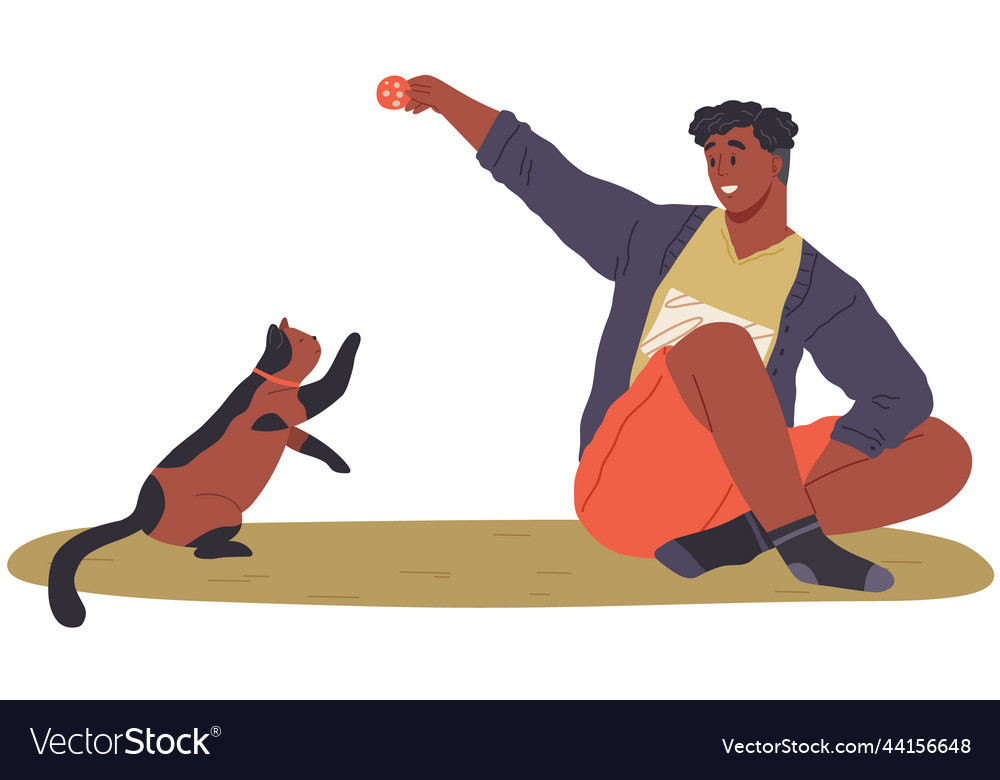 Man Playing With Kitten
