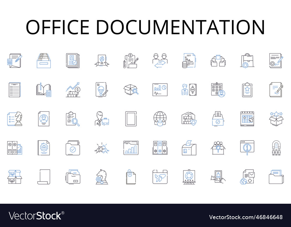 Office documentation line icons collection Vector Image Office documentation line icons collection