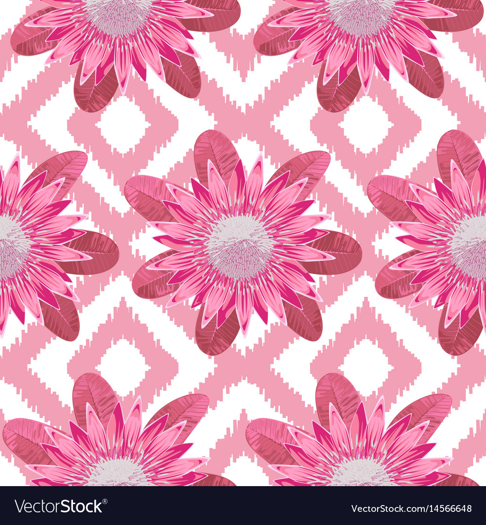 Pink protea boho seamless pattern