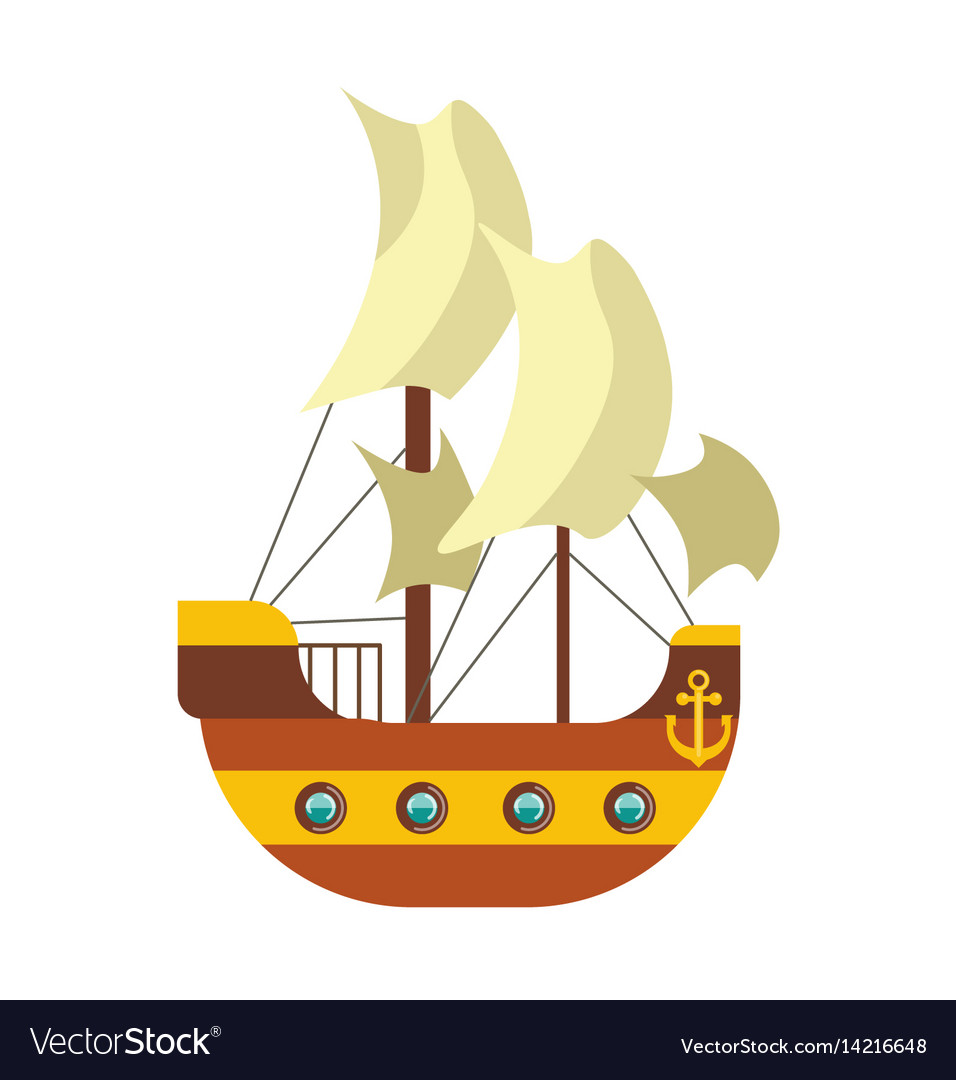 Pirates ship with sail canvas deck and anchor at Vector Image