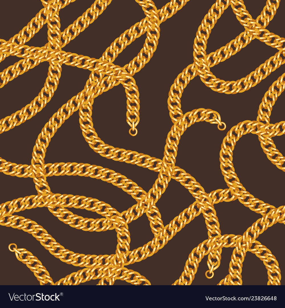 Seamless pattern with golden chains vector image Seamless pattern with golden chains