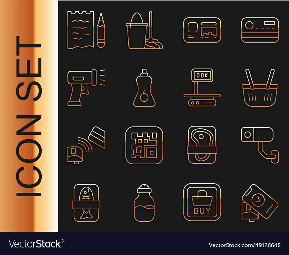 Set line pos terminal security camera shopping Vector Image Set line pos terminal security camera shopping