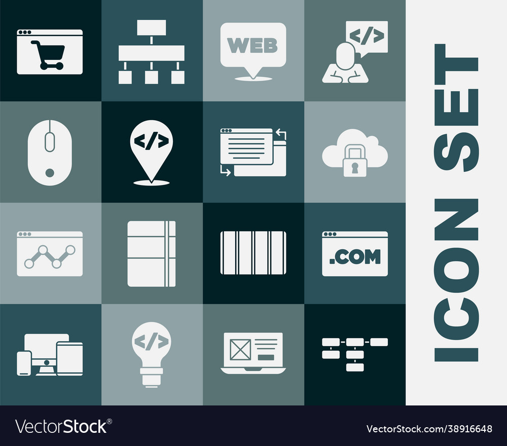 Set site map ui or ux design cloud computing vector image Set site map ui or ux design cloud computing