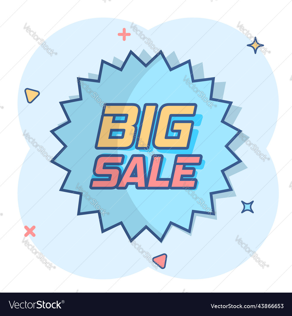 Cartoon discount sticker icon in comic style sale vector image Cartoon discount sticker icon in comic style sale