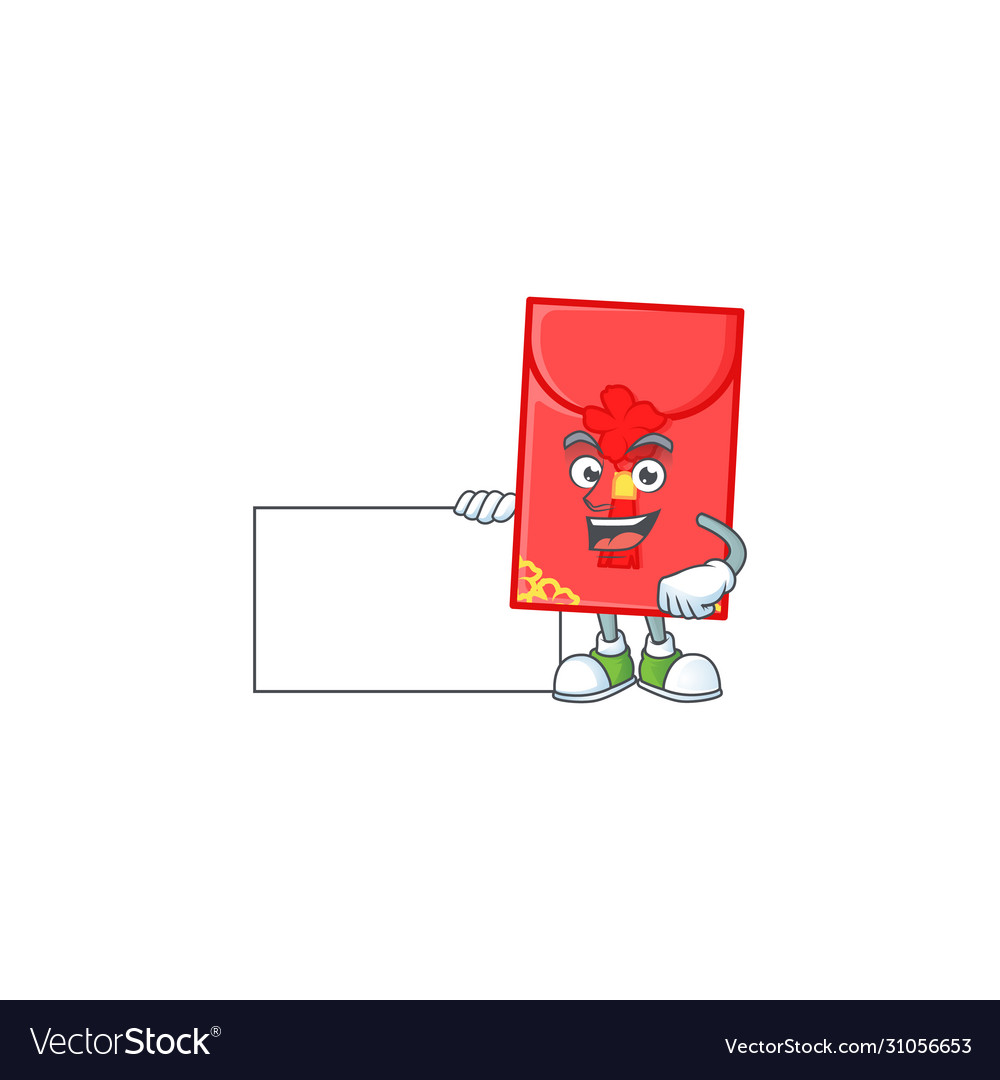 Cheerful chinese envelope cartoon having a board