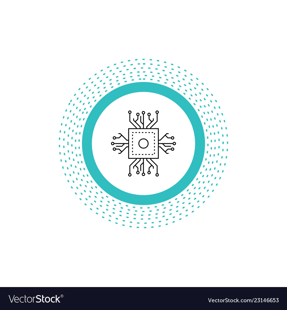 Chip cpu microchip processor technology line icon vector image Chip cpu microchip processor technology line icon