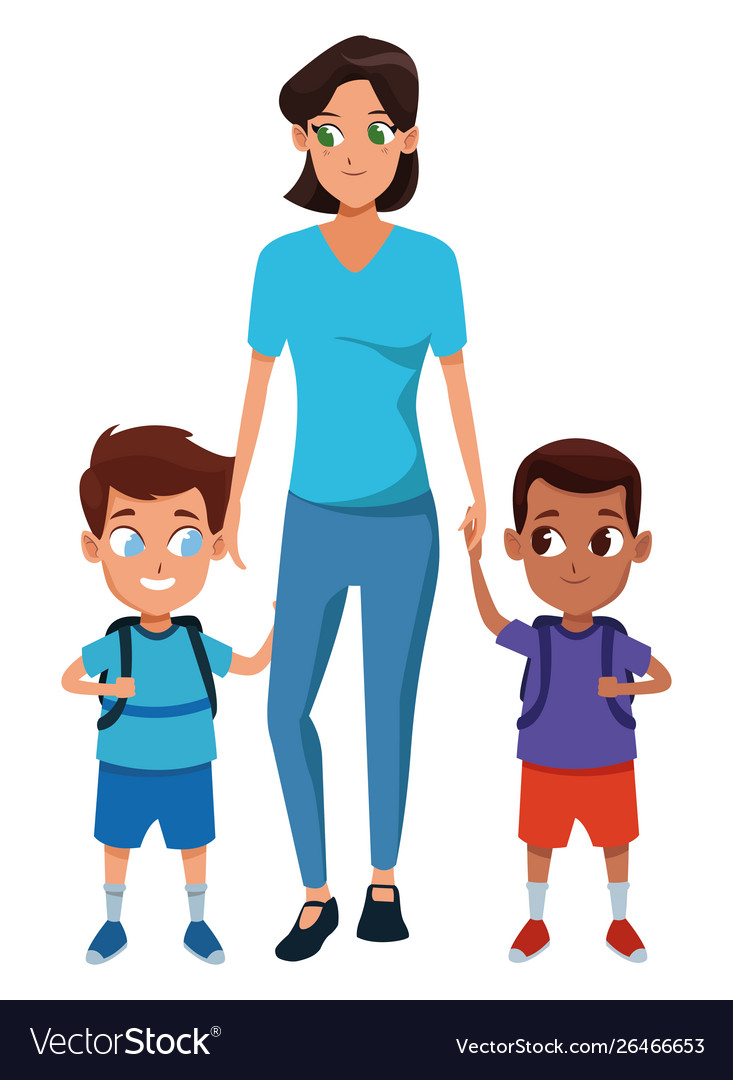 Family single mother with two kids Royalty Free Vector Image