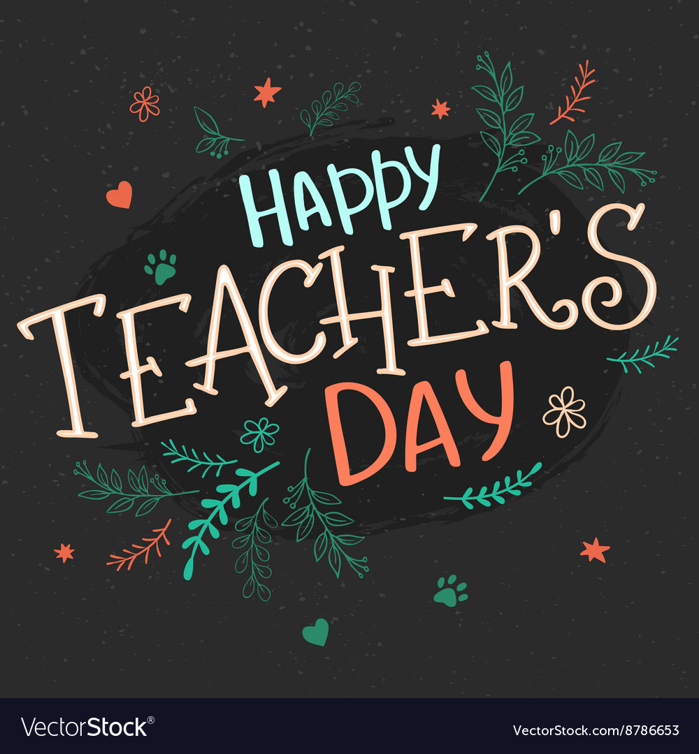 Hand drawn lettering with branches swirls flowers