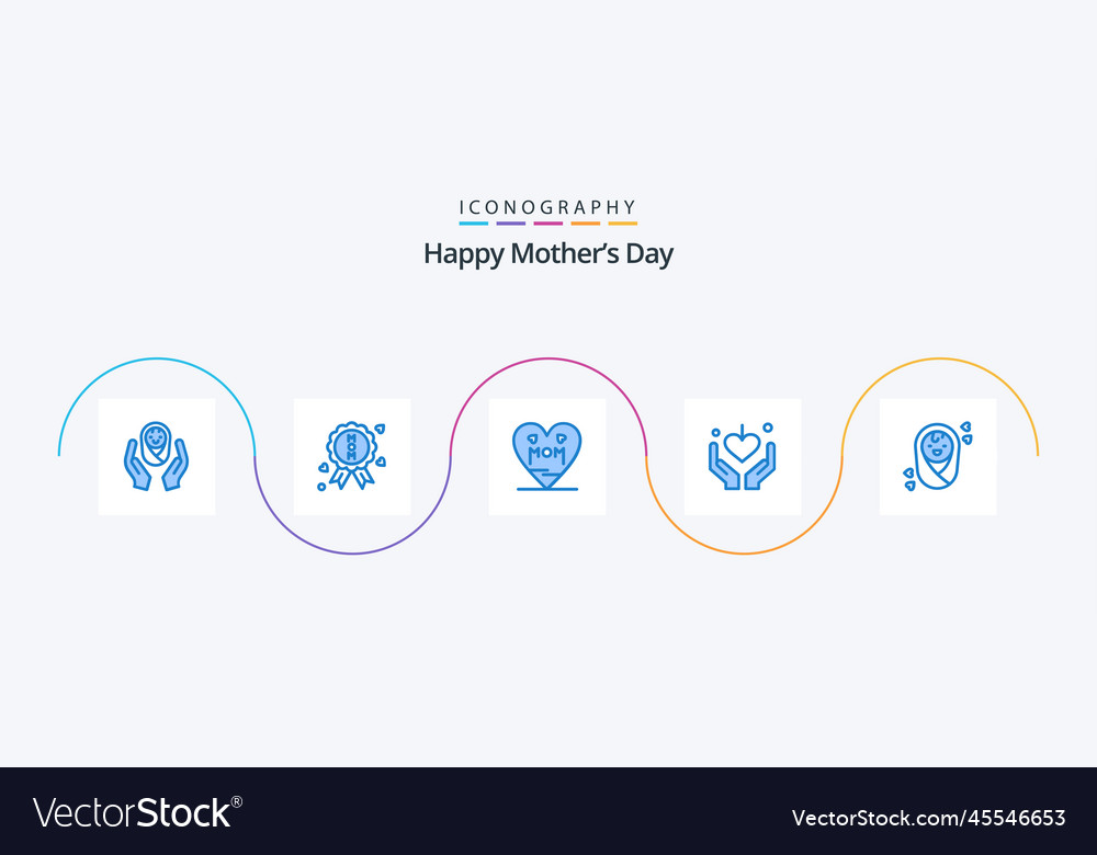 Glückliche Mütter Tag blau 5 Icon-Pack einschließlich