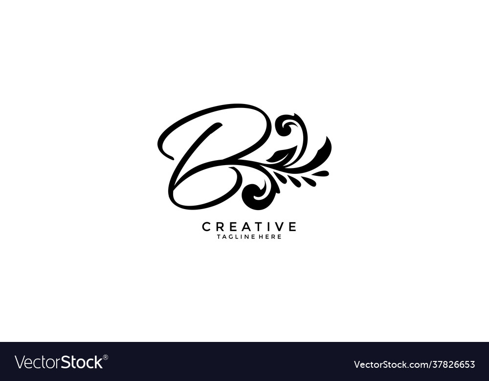 Letter b initial flourishes flower ornament logo