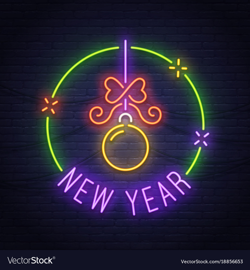 Merry christmas neon sign new year