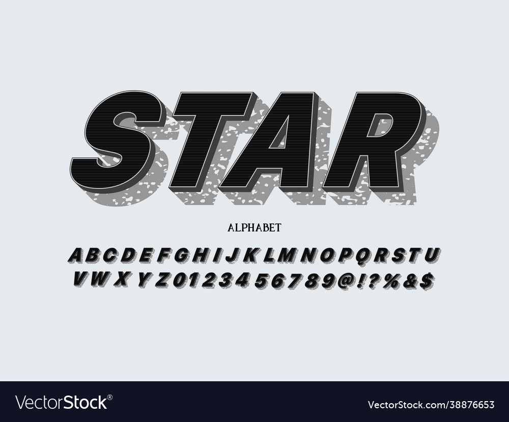 Retro font typeface gray and black style name star