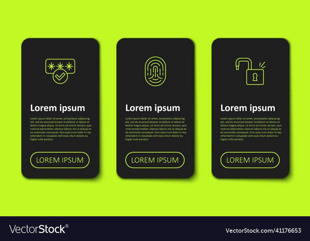 Set line password protection fingerprint and open vector image Set line password protection fingerprint and open