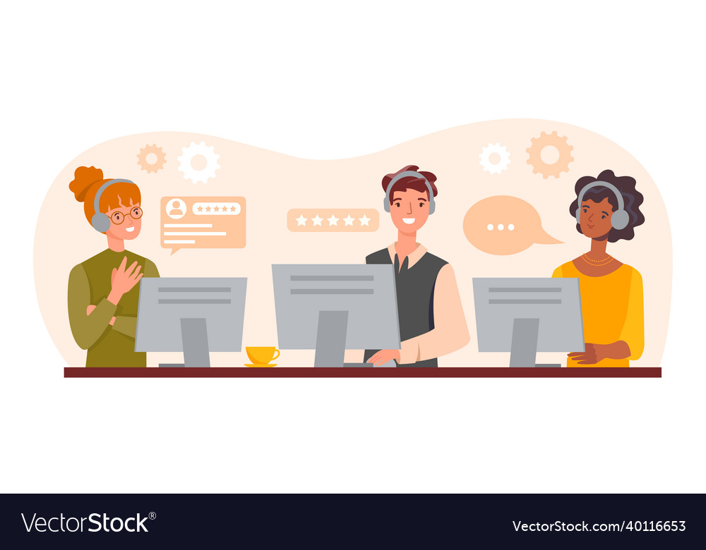 Smiling office operators Vector Image Smiling office operators