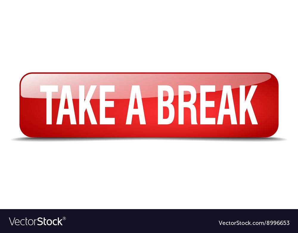 Take a break red square 3d realistic isolated web