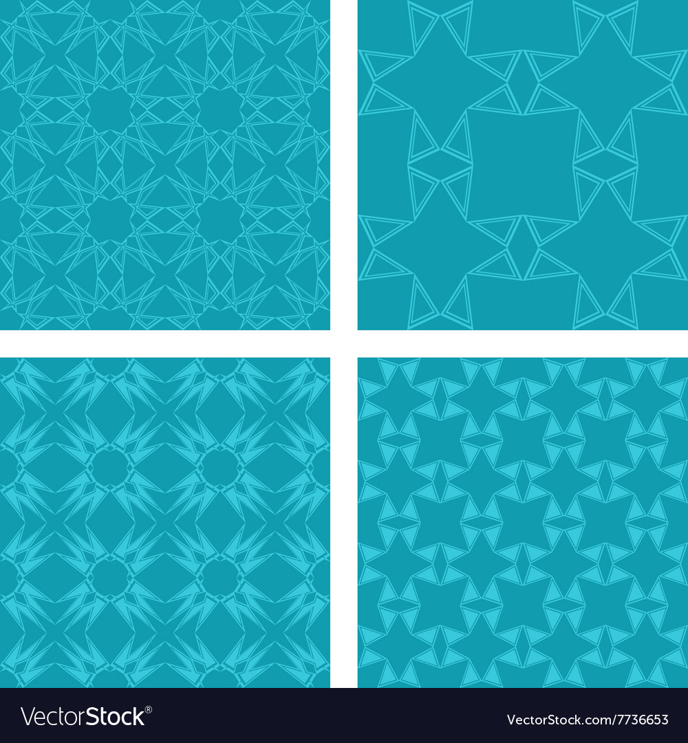 Teal seamless pattern background set