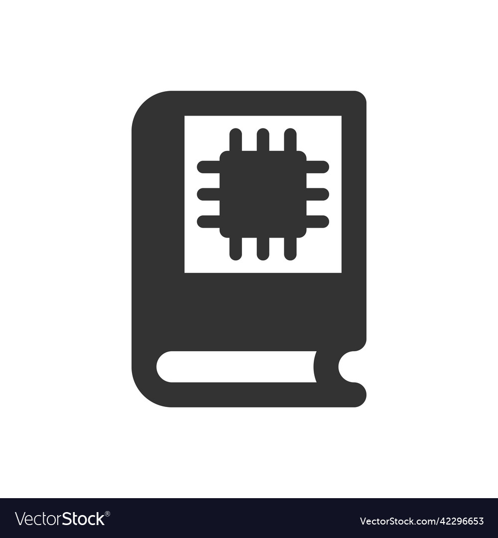 Tech book icon with circuit board processor
