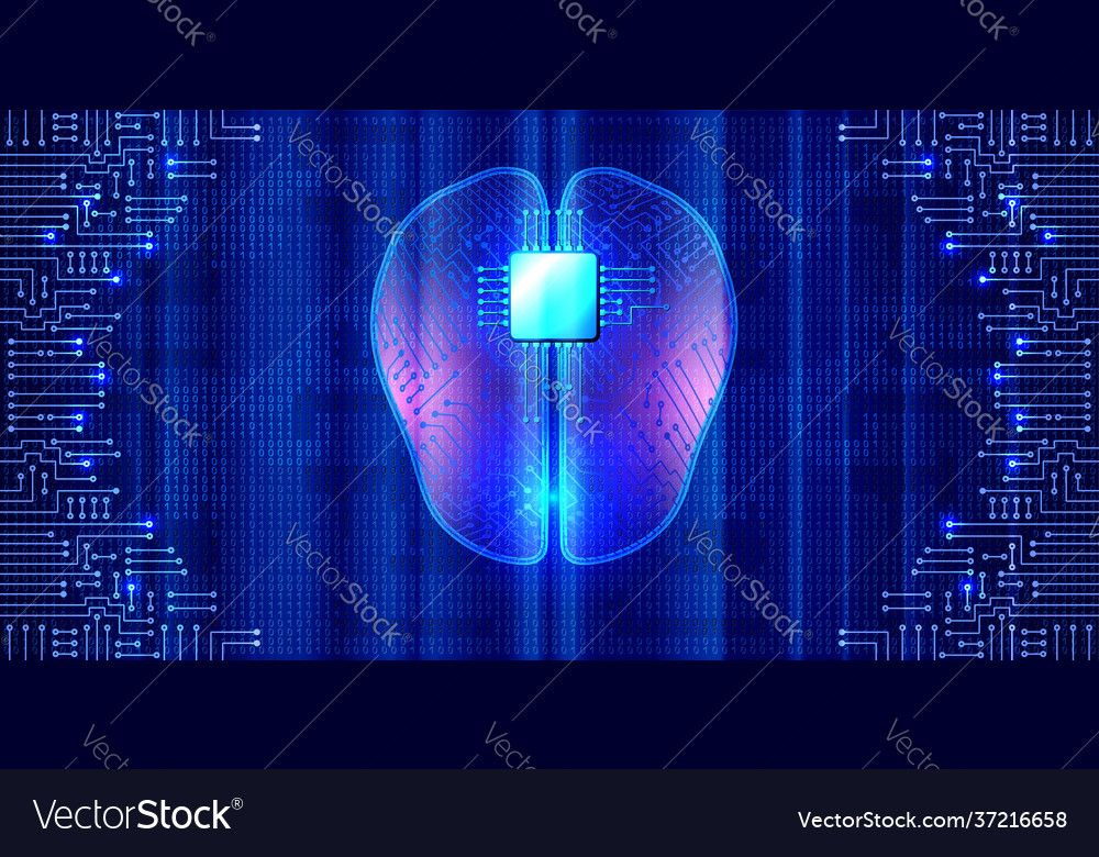 Artificial brain with microchip and electronic vector image Artificial brain with microchip and electronic