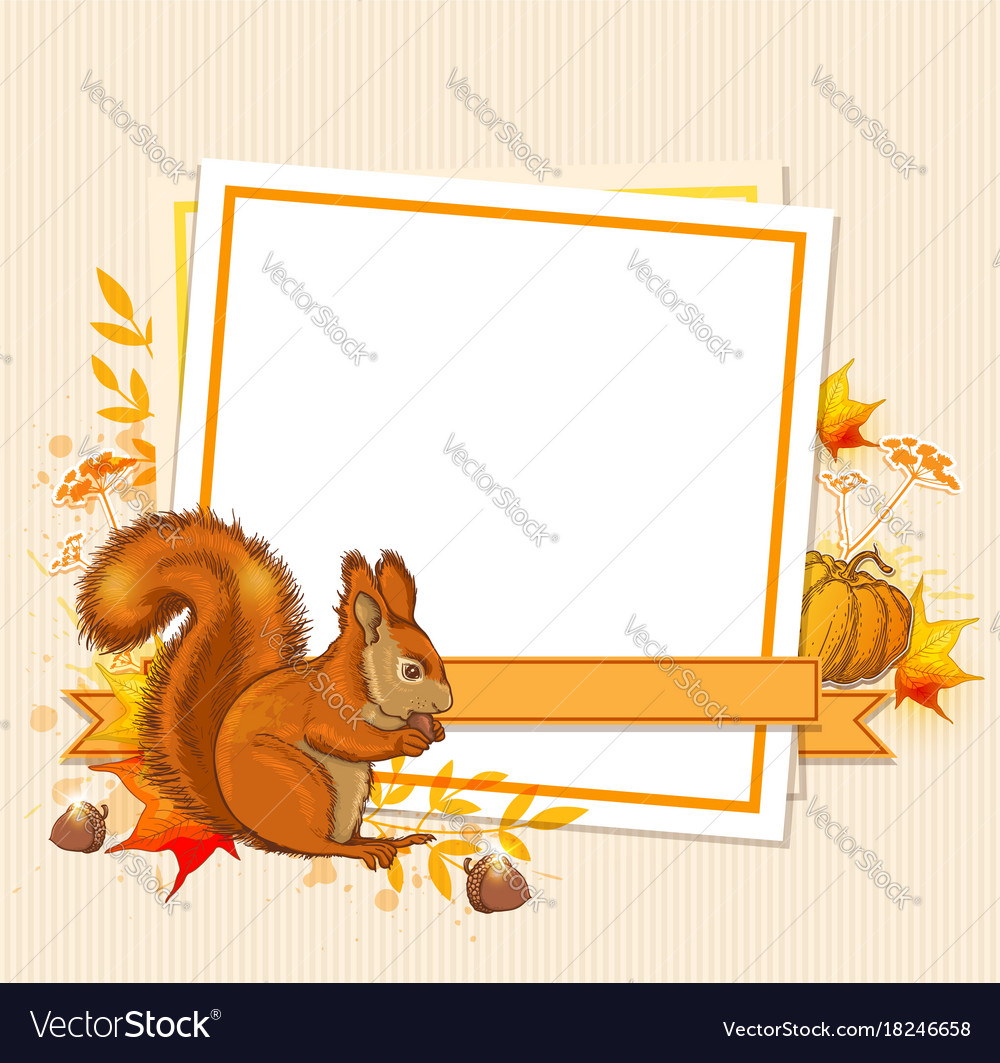 Autumn background with squirrel