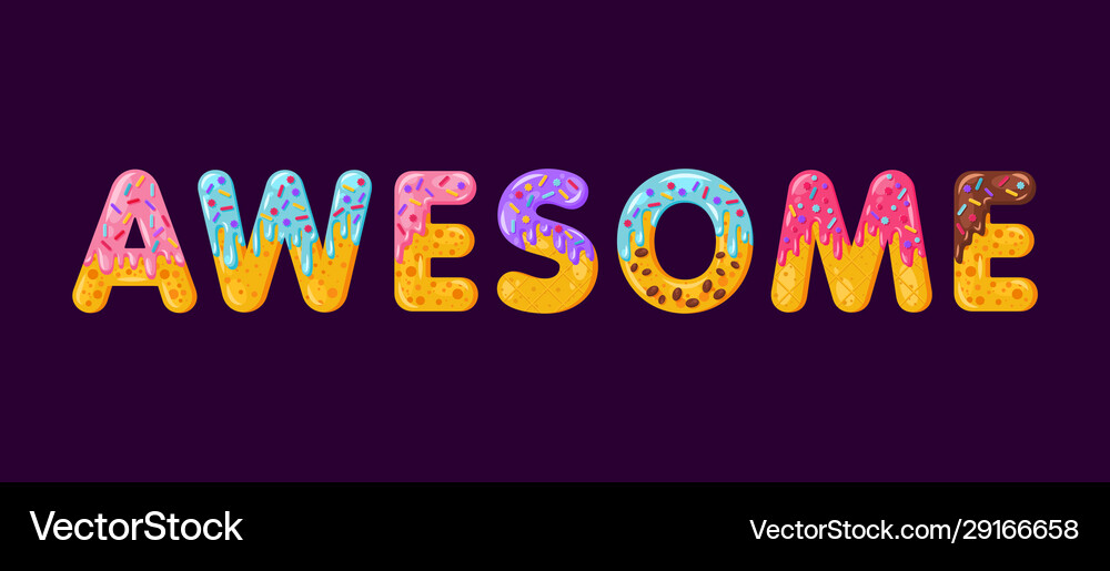 Awesome biscuit lettering glazed gingerbread Vector Image