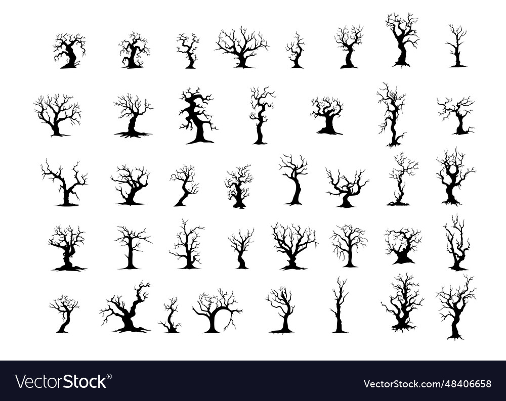 Dead tree silhouette on white Royalty Free Vector Image