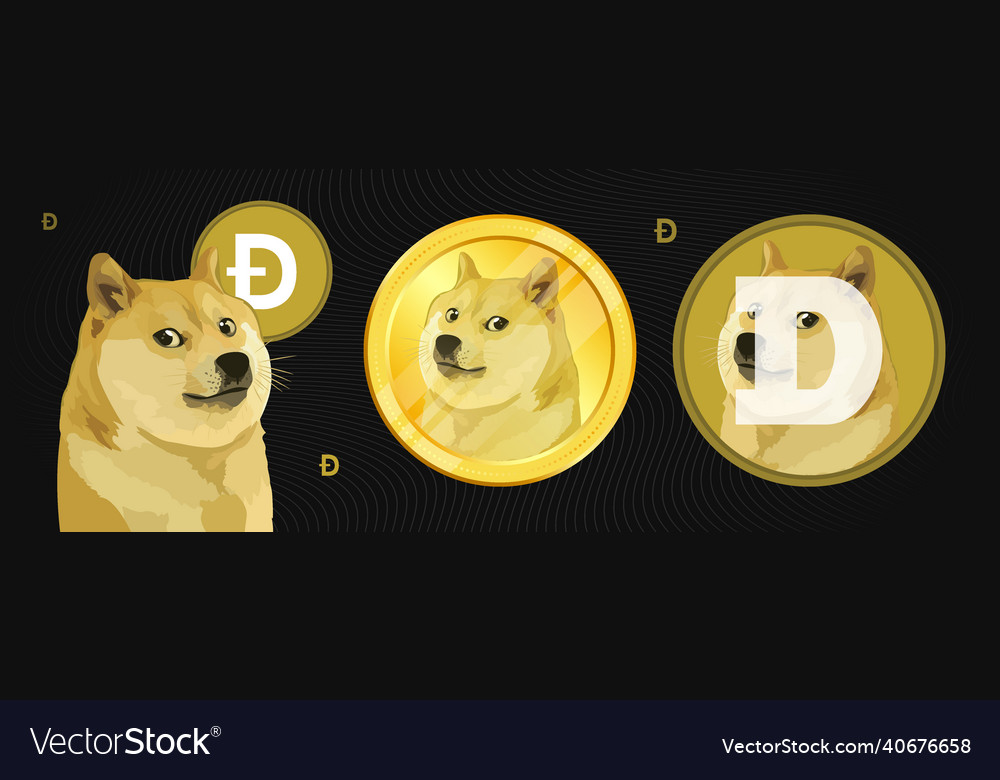 Dogecoin crypto currency digital payment system Vector Image