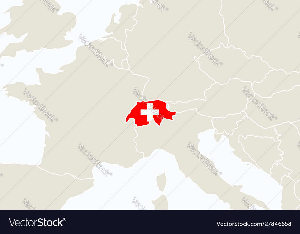 Europe with highlighted switzerland Royalty Free Vector