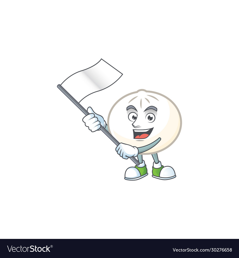 Funny white hoppang cartoon holding standing flag Vector Image Funny white hoppang cartoon holding standing flag Vector Image