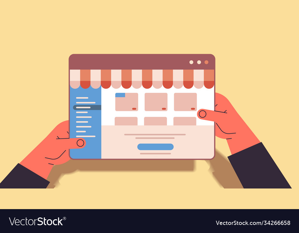 Hands using web application on tablet internet vector image Hands using web application on tablet internet