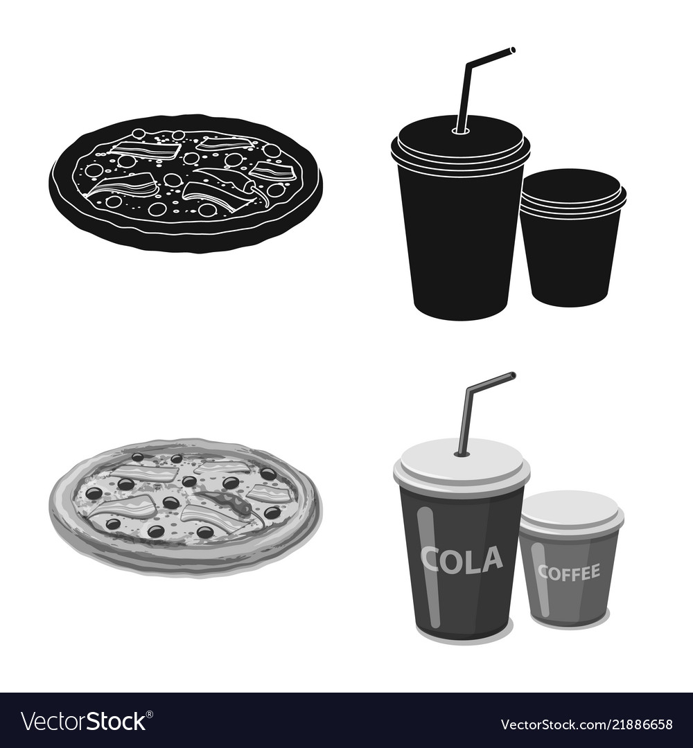 Isolated object of pizza and food icon set