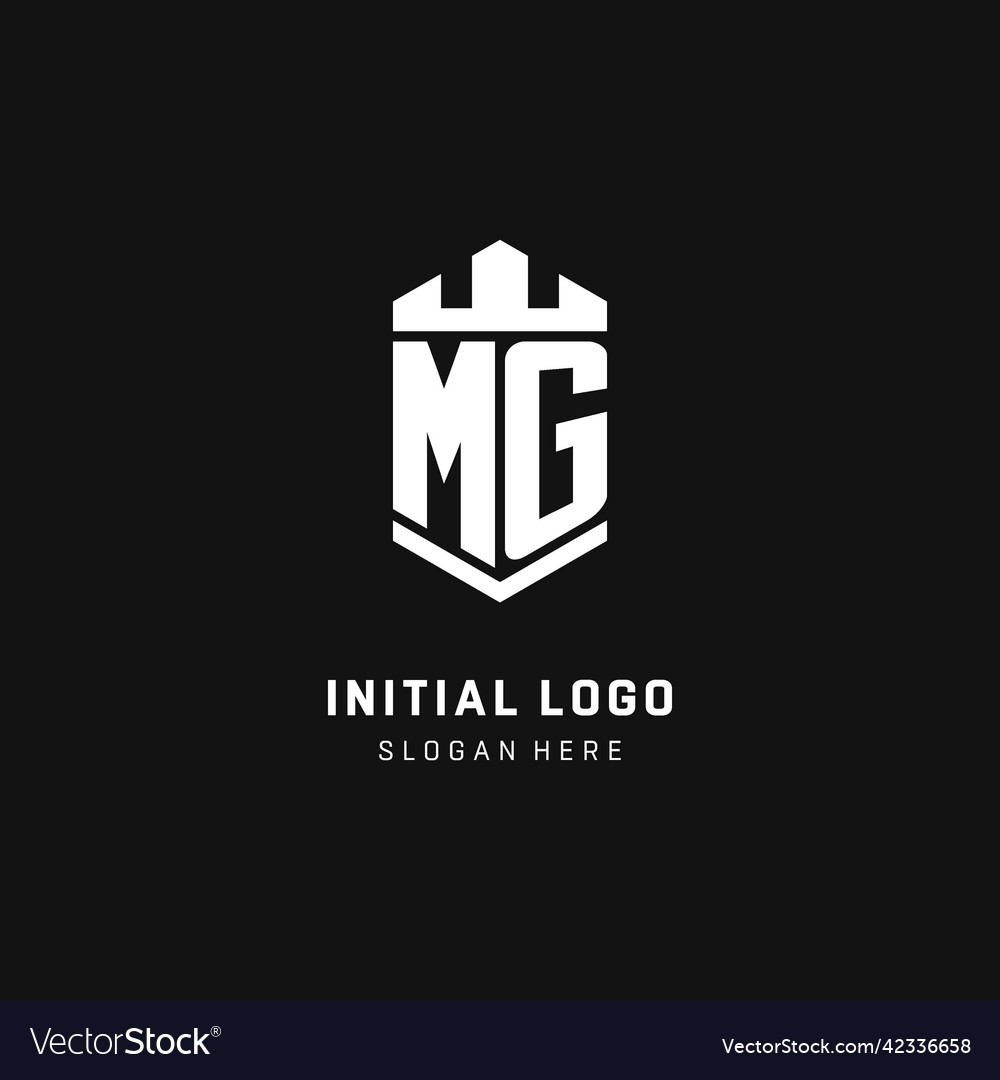 Mg Monogram Logo Initial With Crown And Shield Vector Image