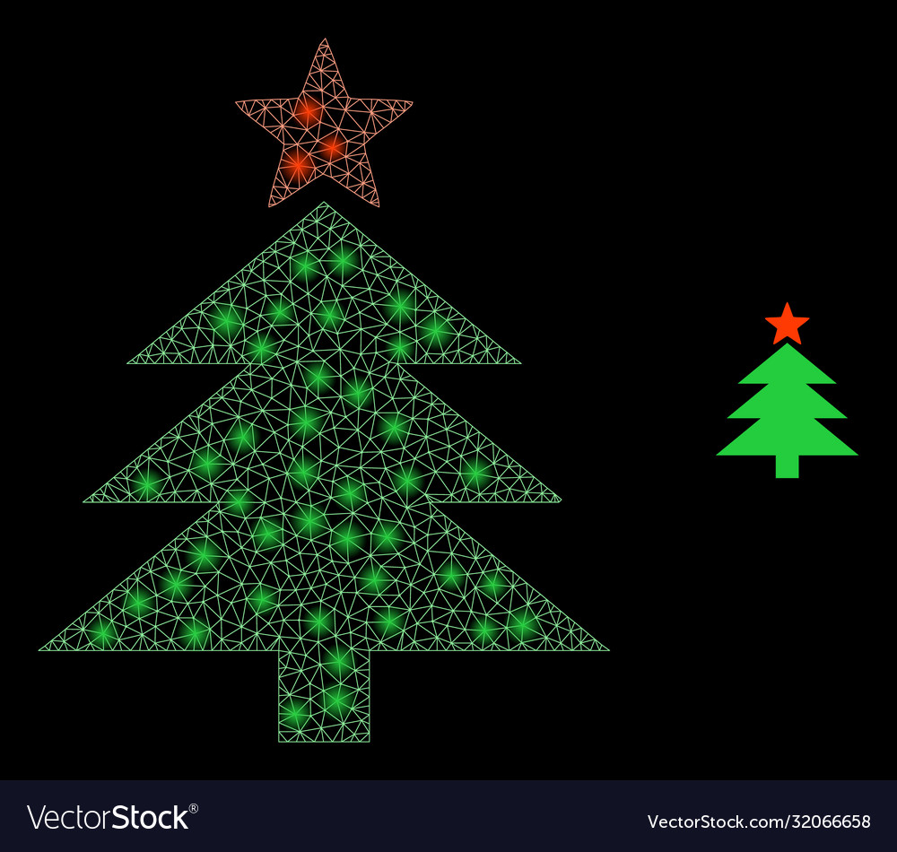 New year tree - bright web net with lightspots vector image New year tree - bright web net with lightspots