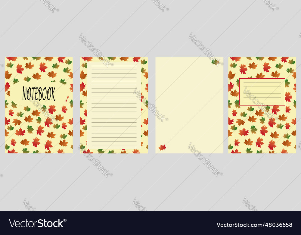 Patterned notebook and pages layout with autumn