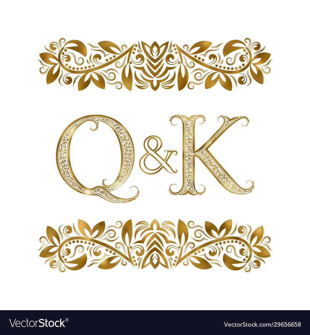 Q And K Vintage Initials Logo Symbol Letters Vector Image