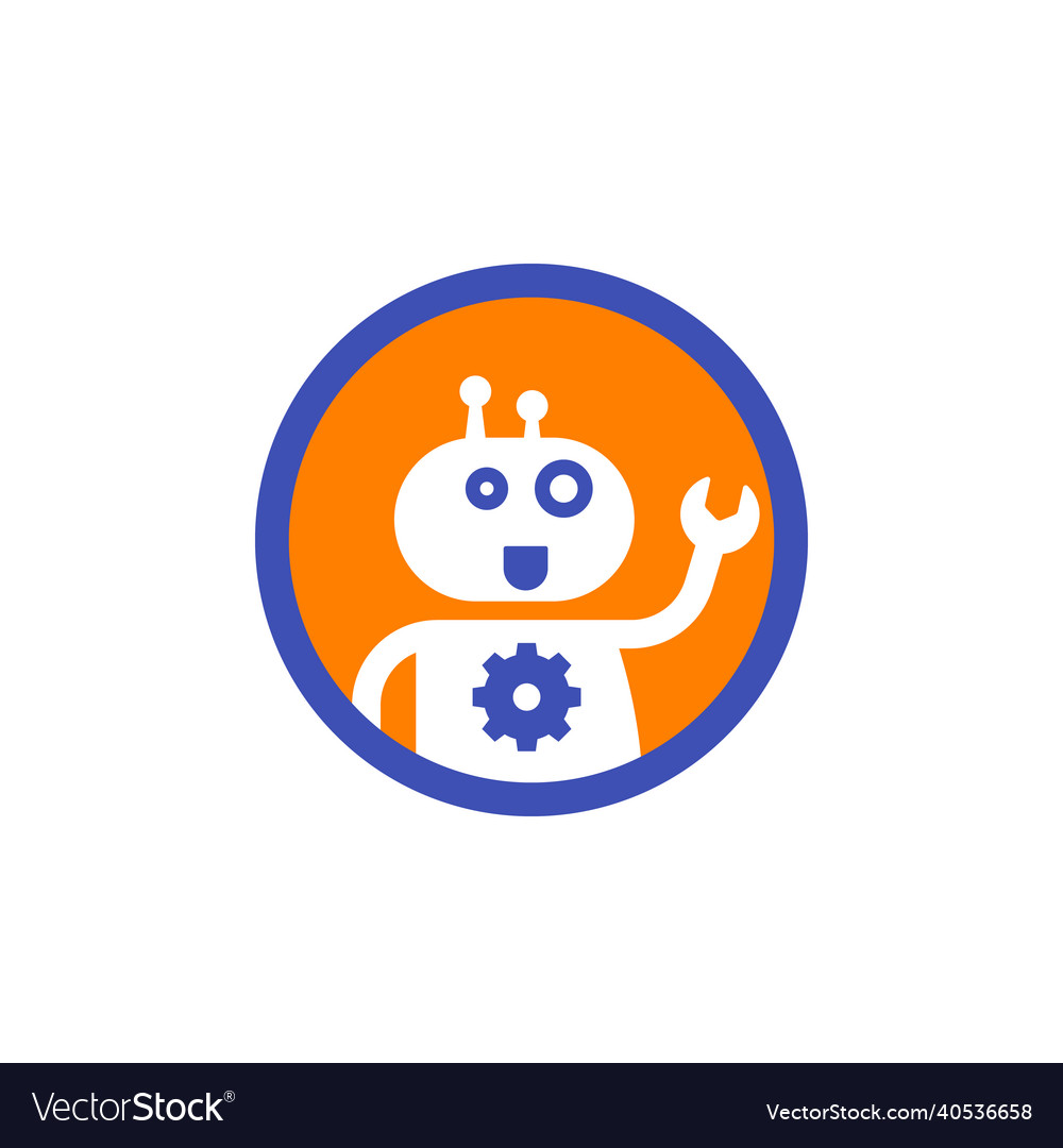Robot support bot icon on white