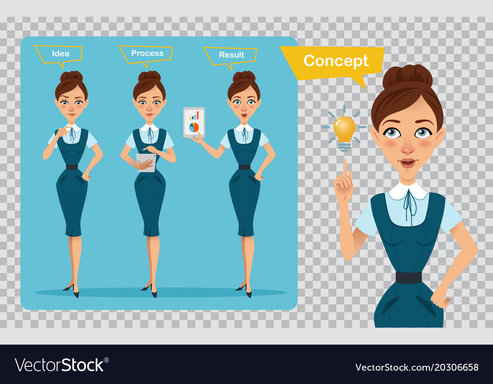 Set of business women characters three poses