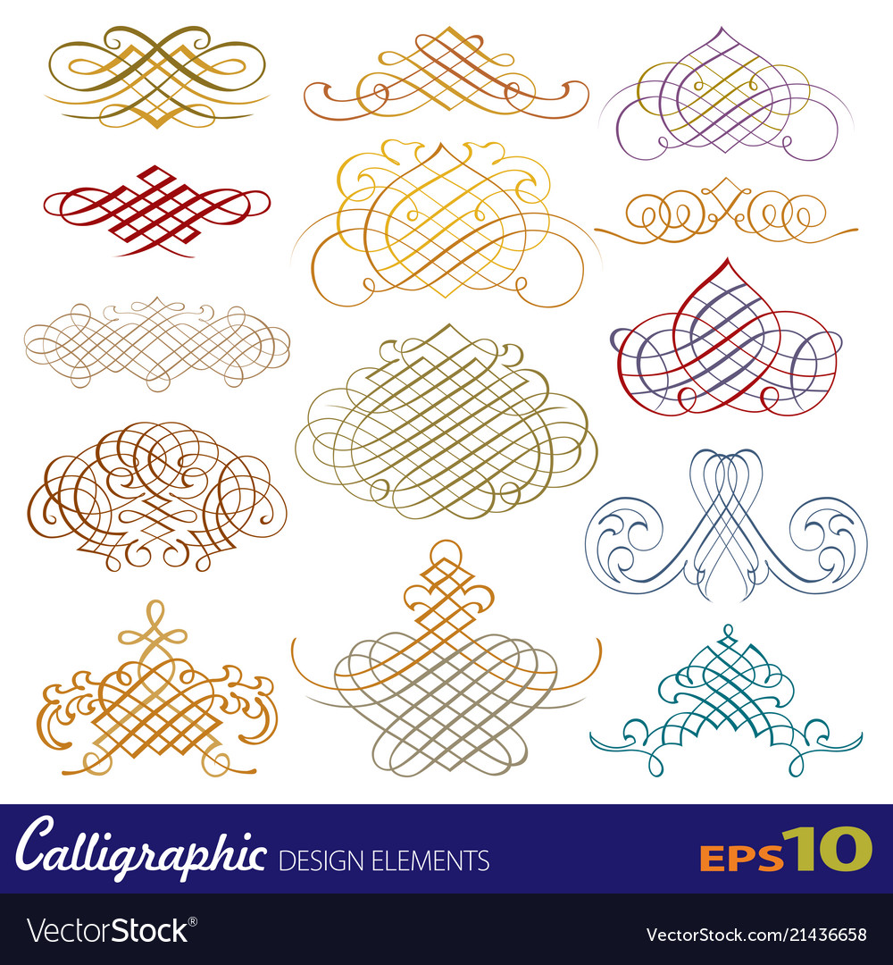 Set of calligraphic design elements